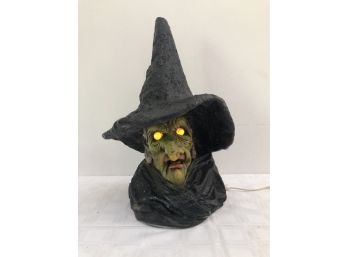 Vintage Lighted Witch Head Green Eyes