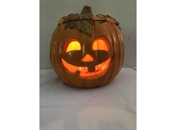 Lighted Ceramic  Covered Pumpkin