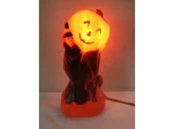 Lighted Witch Black Cat & Pumpkin Blow Mold