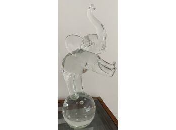 Glass Elephant Signed