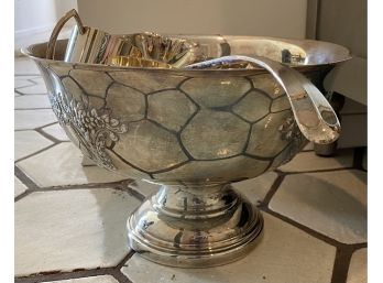 Silver Plate Punch Bowl And Cups