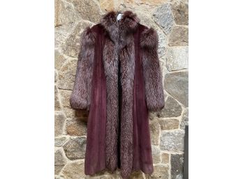 Genuine Sheared Mink Coat In Plum