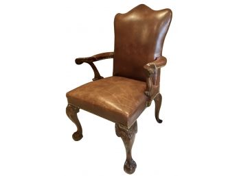 Leather Arm Chair With Nailhead Rivet Details