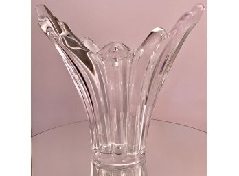 Large Vintage Vannes Crystal Freeform Vase - 12'H