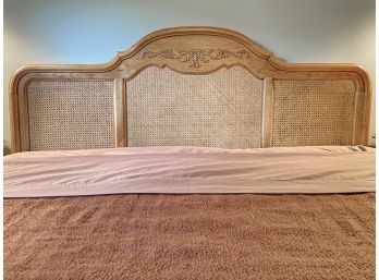 Lovely King Sized Headboard With Wooden Frame And Caned Backing