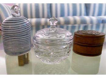 Trio Of Petite Decorative Containers With Lids