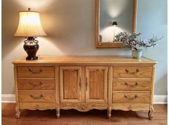 Solid Hardwood 9 Drawer Dresser With Burl Veneer Surface