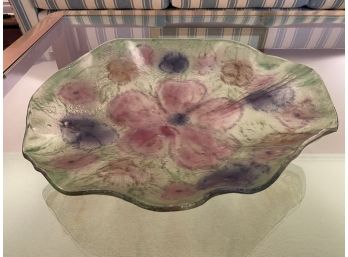 Floral Art Glass Decorative Platter