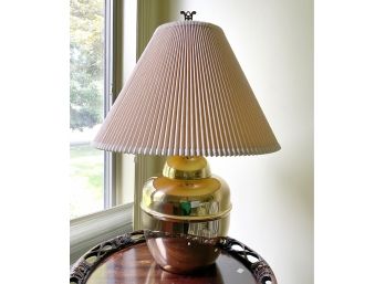 Vintage Brass Accent Lamp With Asian Flair