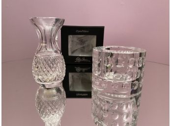 Waterford Crystal Bud Vase & Oleg Cassini Crystal Votive