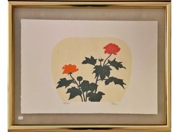 Fernando Torm 'Wild Flower' Signed & Numbered 68/100 Etching In Custom Gold Frame