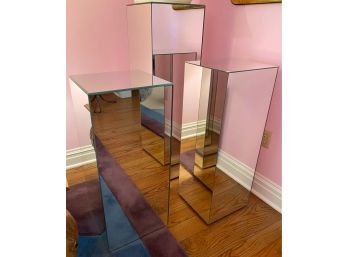 Vintage Modern Mirrored Square Pedestals - Set Of 3