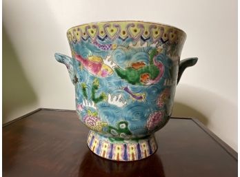 Attractive Asian Planter With Fish Motif