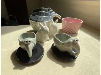 Elephant Cups And Bunny Salt & Pepper Shakers