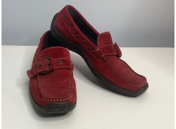 Donald J. Pliner Red Suede Slip On Loafers