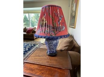 Blue And White Ginger Jar Lamp With Custom Shade