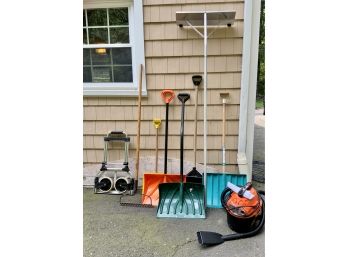 Shovels, Folding Hand Truck And Small Shop Vac