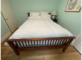 Wooden Queen Slat Bed In A Cinnamon Brown Color