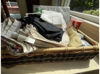 Basket Of Table Linens And Placemats