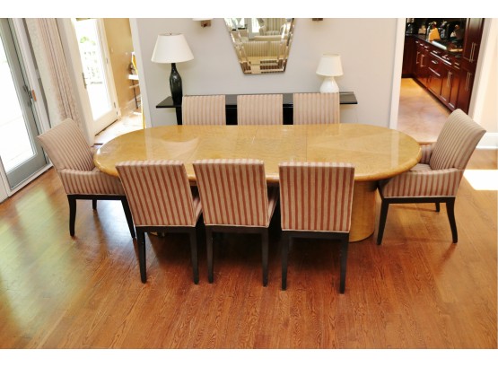 Dining Table And Eight Custom Upholstered Chairs