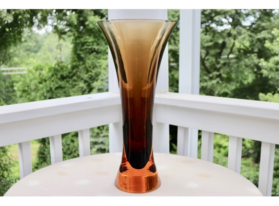 Donghia Hand Blown Large Amber Murano Glass Vessel Vase