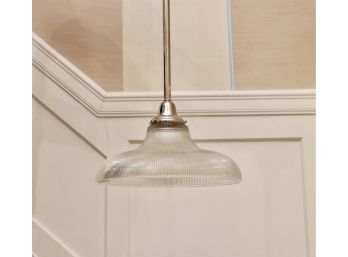 Pottery Barn Hanging Fluted Glass Shade With Nickel Finish
