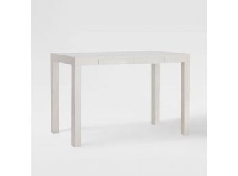 West Elm White Lacquer Parsons Desk With Two Drawers
