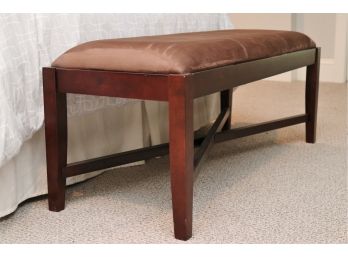 Micro Suede Brown Wooden Bench