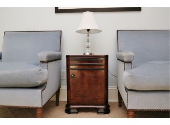 Art Deco Antique Wood Cabinet + Lamp