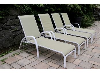 Set Of Four Telescope Casual Primera Sling Aluminum Lay-Flat Stackable Chaise Lounge - PURCHASED FOR $2,480