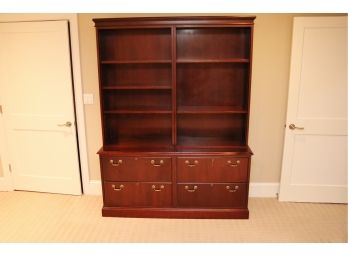 Jofco Classic Wood Office Filing Cabinet With Bookcase + Key