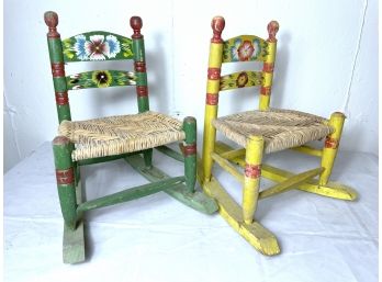 Pair Of Hand Painted Children's Rocking Chairs