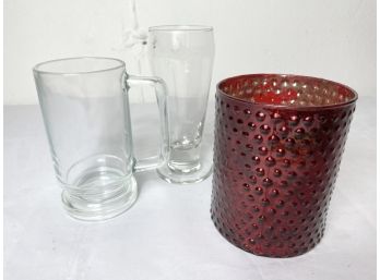 Assorted Lot Of Glassware And Candle Holder