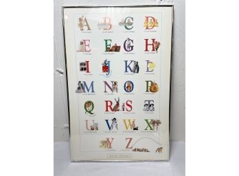 Beautiful Anne Geddes Alphabet Print In Metal Frame - Great For A Nursery!