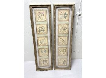 Pair Tall Of Floral Garden Prints In Frames