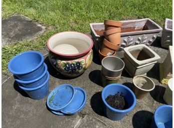 Assorted Lot Of Ceramic And Terra-cotta Planters And Pots