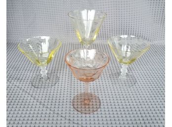 Vintage Colored Cocktail Glasses