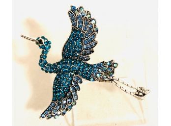 Lovely Rhinestone Stork Brooch