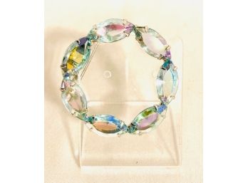 Circular Aurora Borealis Oval Stone Brooch