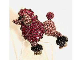 Two-tone Pink Rhinestone Poodle Brooch