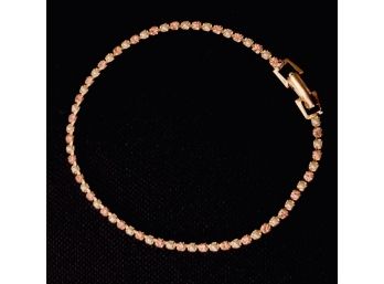 Beautiful Demur Gold Tone Pink Stone And Pearl Tone Tennis Bracelet