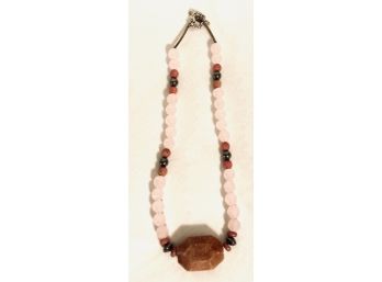 Gorgeous Natural Stone And Quartz Necklace With 925 Toggle