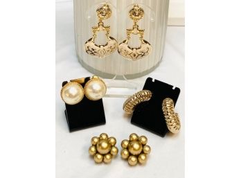 Collection Of Vintage Gold Tone Earrings