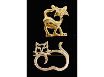 Pair Of Cat Brooches