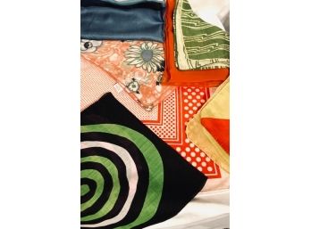 Grouping Of Vintage Ladies Scarves And Handkerchiefs - 7 Pieces