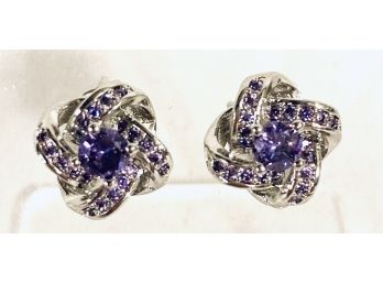 Sterling Silver And Amethyst Gemstone Infinity Knot Stud Earrings