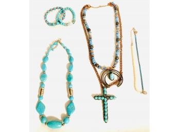 Southwest Style Five-piece Turquoise Jewelry Grouping