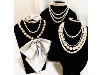 Large Pearl Collection - 12 Pieces - Genuine And Faux