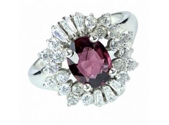 Rare 1.22 Carat Grape Garnet & 925 Sterling Silver Ladies Ring - Size 6.5.  *New Designer Direct!