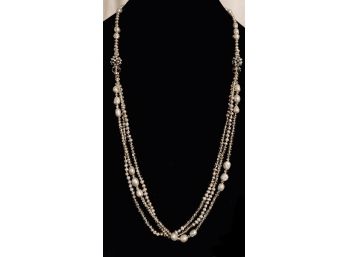 Show-stopping Natural Baroque Freshwater Gray Pearl And Bead Multi-strand Necklace